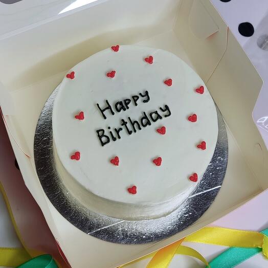 Бенто торт с надписью Happy Birthday на день рождения с сердечками