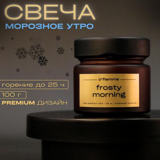 Свеча ароматическая коричневая "Ледяная свежесть" интерьерная с деревянным фитилем из кокосового воска, декор для дома, в банке