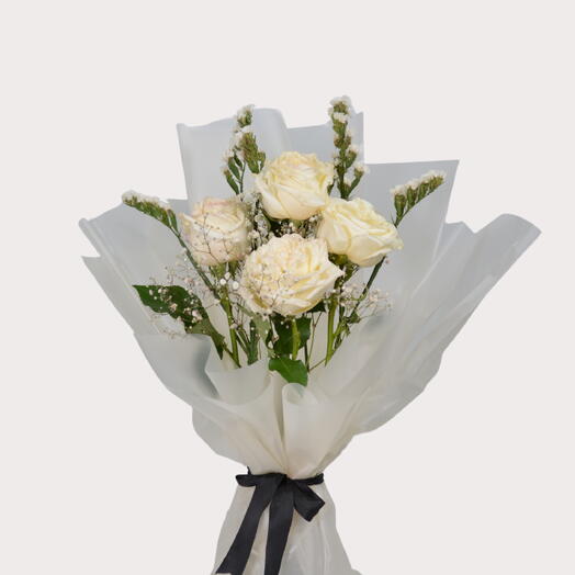 4 Stem White Rose Bouquet