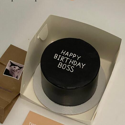 Черный бенто-торт «HAPPY BIRTHDAY BOSS»