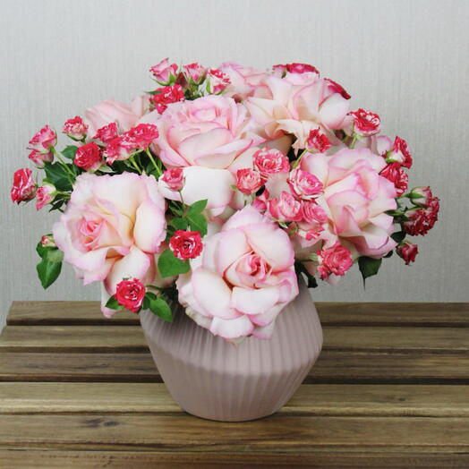 Pink Rose Ceramic Vase