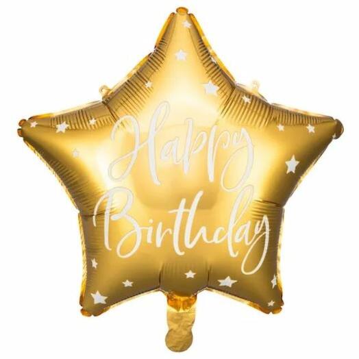 Happy Birthday balloon star gold with helium