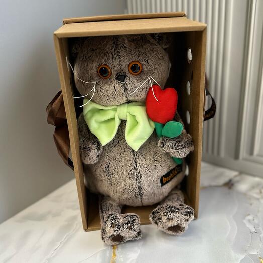 Игрушка Кот Басик с тюльпаном