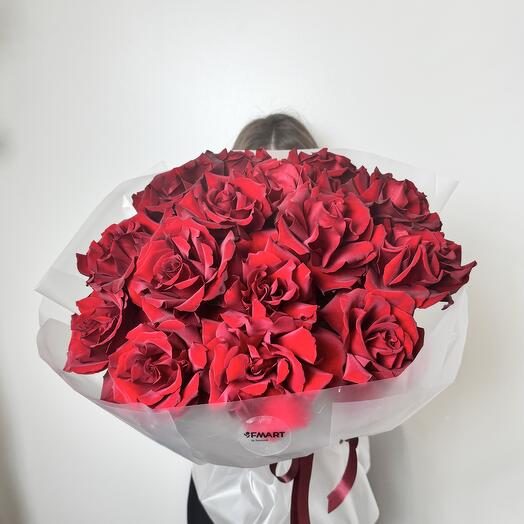 Букет из 15 красных французских роз 🌹