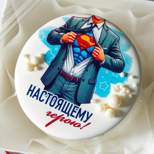 Бенто торт мужчине "Настоящему герою!"