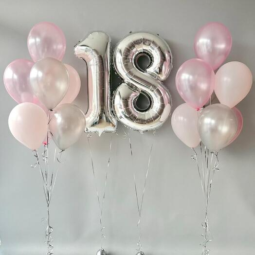 Воздушные шары на 18 лет для девушки