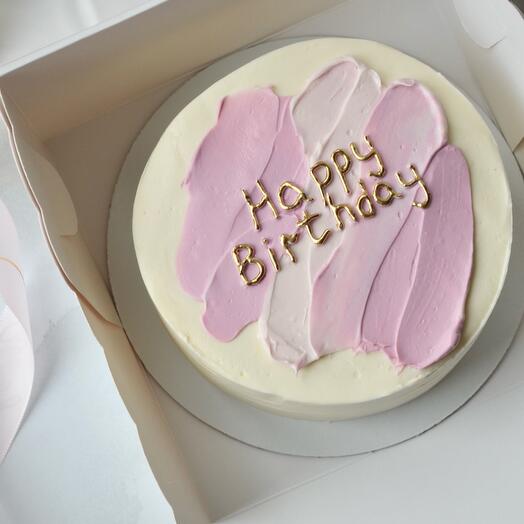 Бенто-торт с золотой надписью «Happy Birthday»