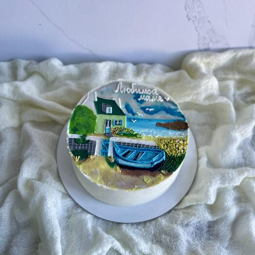 Pastel con paisaje