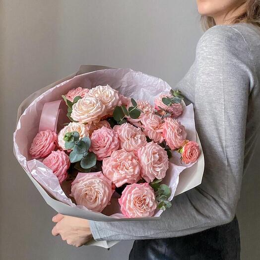 Пион Роза бомбастик с эвкалиптом 💖