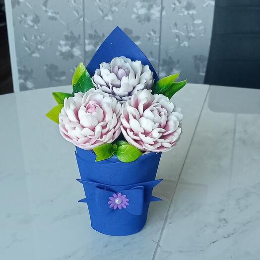 Букет из мыла "Нежные пионы"