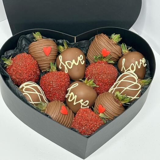 Chocolate-covered strawberries for March 8th Hearts