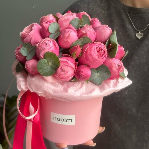 Коробочка с пионовидной розой Сильва мини 💓
