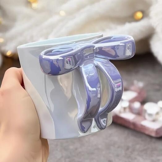 Кружка Бантик керамика жемчужно-сиреневая 350 мл