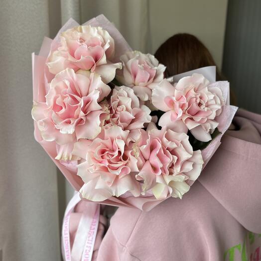Букет «Розовый всплеск» из 7 французских роз 🌸