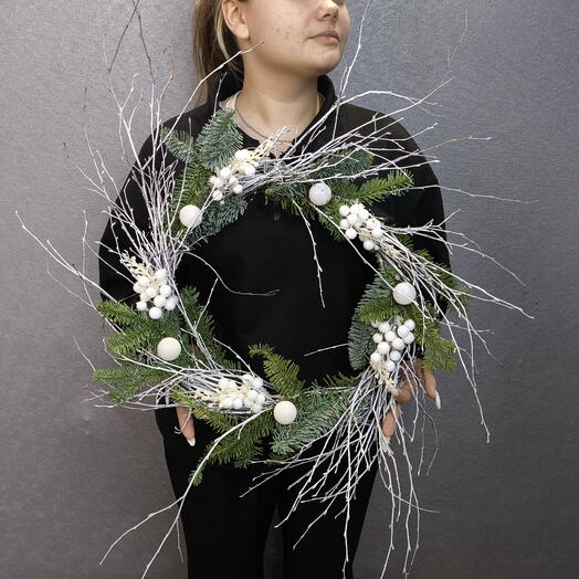 Венок новогодний интерьерный снежок