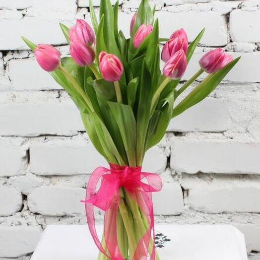 Букет 15 розовых тюльпанов