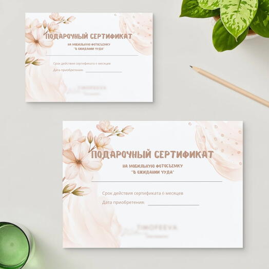 Подарочный сертификат 11x16 см (В ожидании чуда)