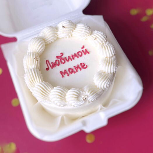 Бенто торт любимой маме на День матери с рюшами нежный