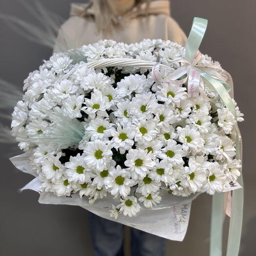Корзина из 15 кустовых Хризантем