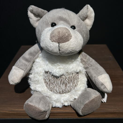 Игрушка мишка в меховом худи