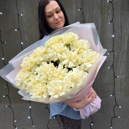 Букет XXL белая Французская роза 15 - доза дофамина