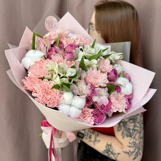 Сборный букет с хлопком 🎀