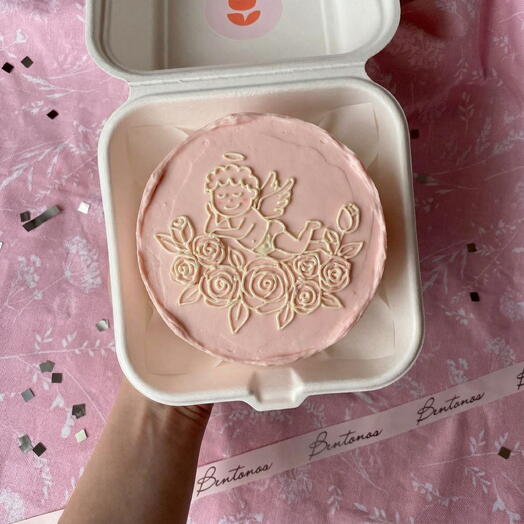 Бенто торт на День Святого Валентина Купидон на розах, коллекция «14 февраля»