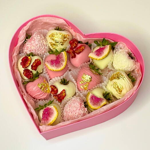 Клубника в шоколаде «МалинаИнжир сердце» (10-16 ягод) Любимой на день влюбленных