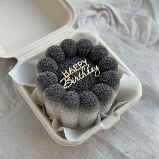 Муссовый бенто «happy birthday» серо-белый мужской