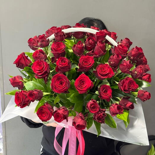 Корзина с цветами роза красная💋