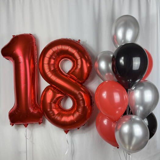 (НА ВЫБОР) набор Шаров с цифрами красный. (ON CHOICE) set of helium balloons with numbers red