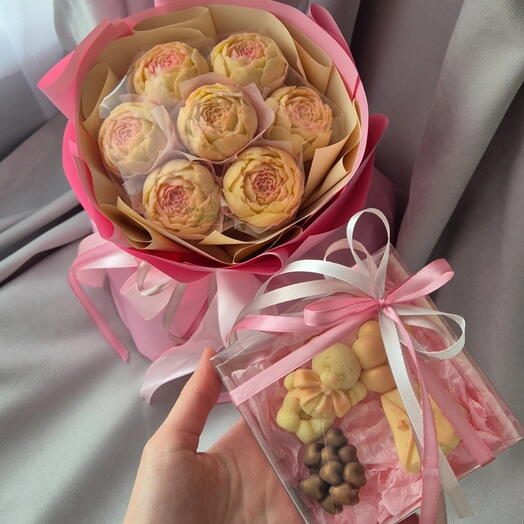 Набор макси (букет из шоколадных пионов и набор шоколада) ️💝