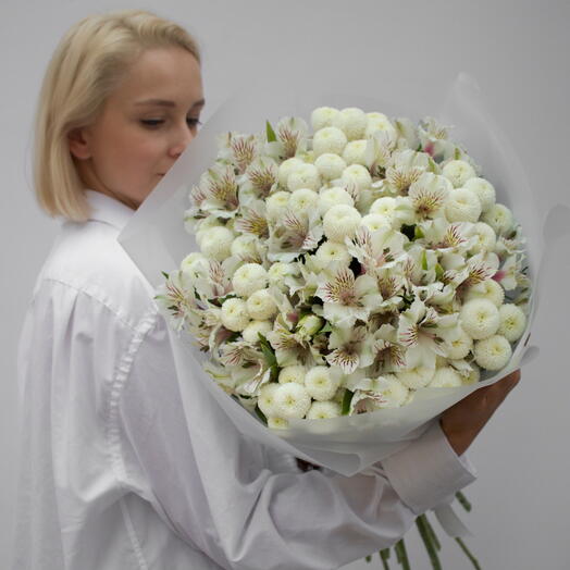 Букет из хризантем с альстромерией, XL
