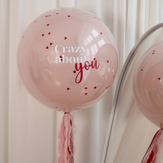 Большой стеклянный шар «Crazy in Love» 24″ (60 см) | надпись любая, 1 грузик