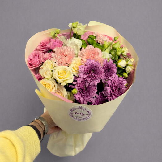 Яркий букет 💐 | Кустовые розы | диантусы
