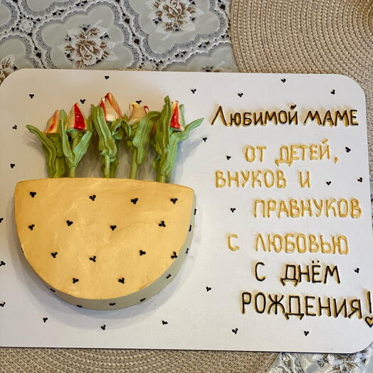 Торт-кашпо с тюльпанами