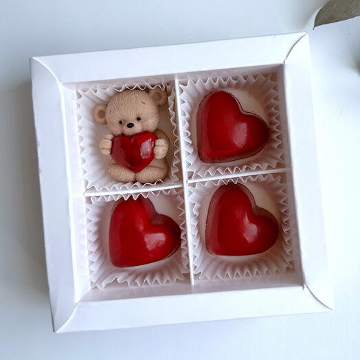 Шоколадный набор «Мишка с сердцем», подарок для любимой девушки, парня