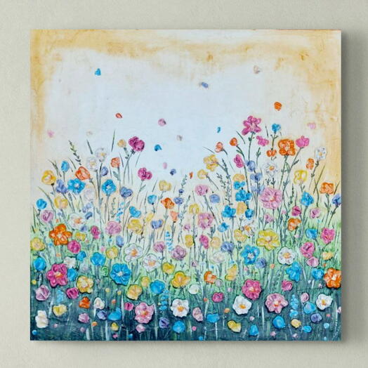 Фактурная картина маслом Луговые цветы— импрессионистический пейзаж /Textured Oil Painting Wildflower Meadow –Floral Art