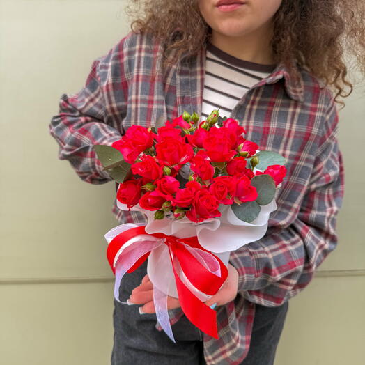 Кустовая Роза в цилиндре + сладкий подарок 🎁