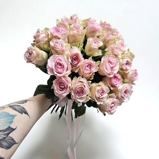 ВАУ ЦЕНА🌷29 Нежных Роз, натуральный букет, под ленту