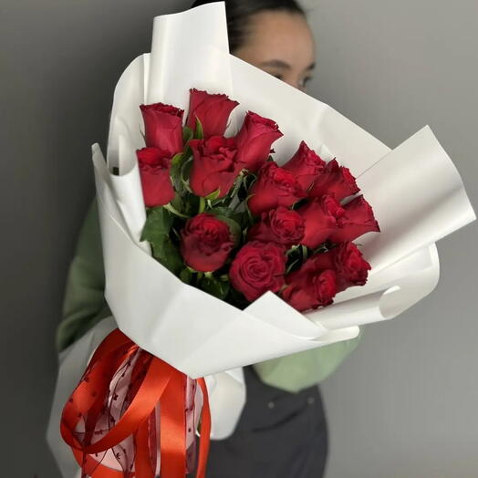 🌹Монобукет "Особенной"/роза Кения 15 шт/Цветф/Доставка цветв