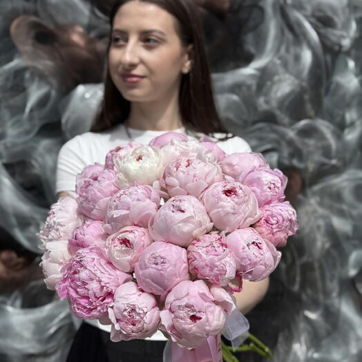 💗 пионы большой букет розовые пионы