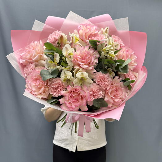 Розовый букет 💕🌸 с французскими розами
