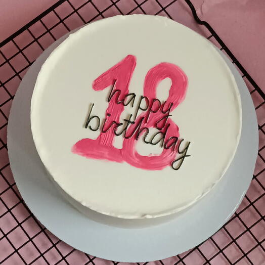 Торт 1 кг Happy Birthday с нарисованными цифрами
