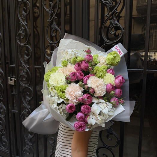 Elegant Blush Carnation   Rose Bouquet