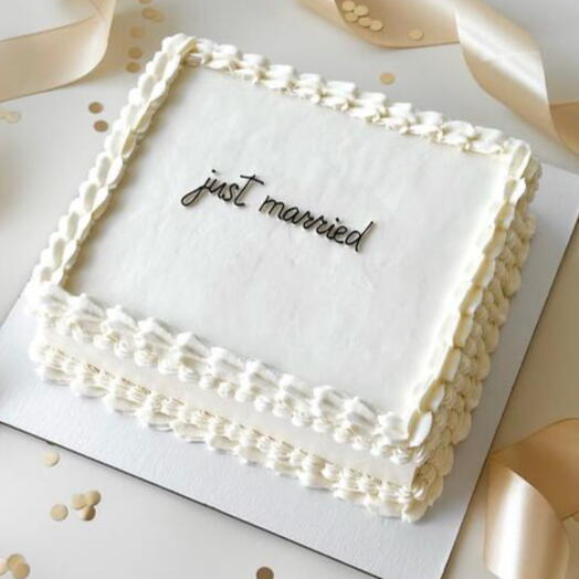 Свадебный торт «Just married» прямоугольный в стиле ламбет