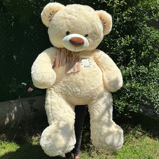Гигантская мягкая игрушка плюшевый медведь белый в шарфе 135см. GIANT plush soft toy teddy bear white in scarf 135cm