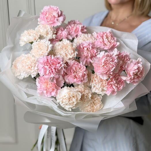 Букет кремово-розовое настроение: микс нежных диантусов 🌸