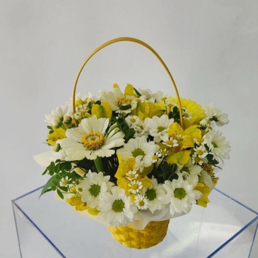 Мини-корзина с Герберой и Альстромерией