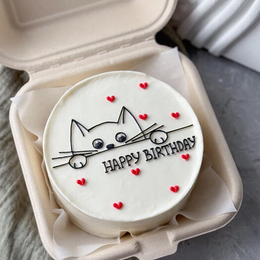 Бенто торт Happy birthday с котиком